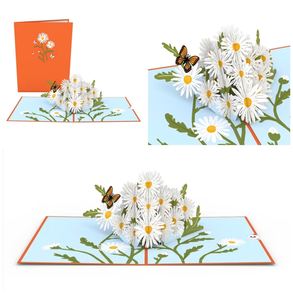 2/$18 Blank,Pop Up Daisies and Monarch Butterfly Card